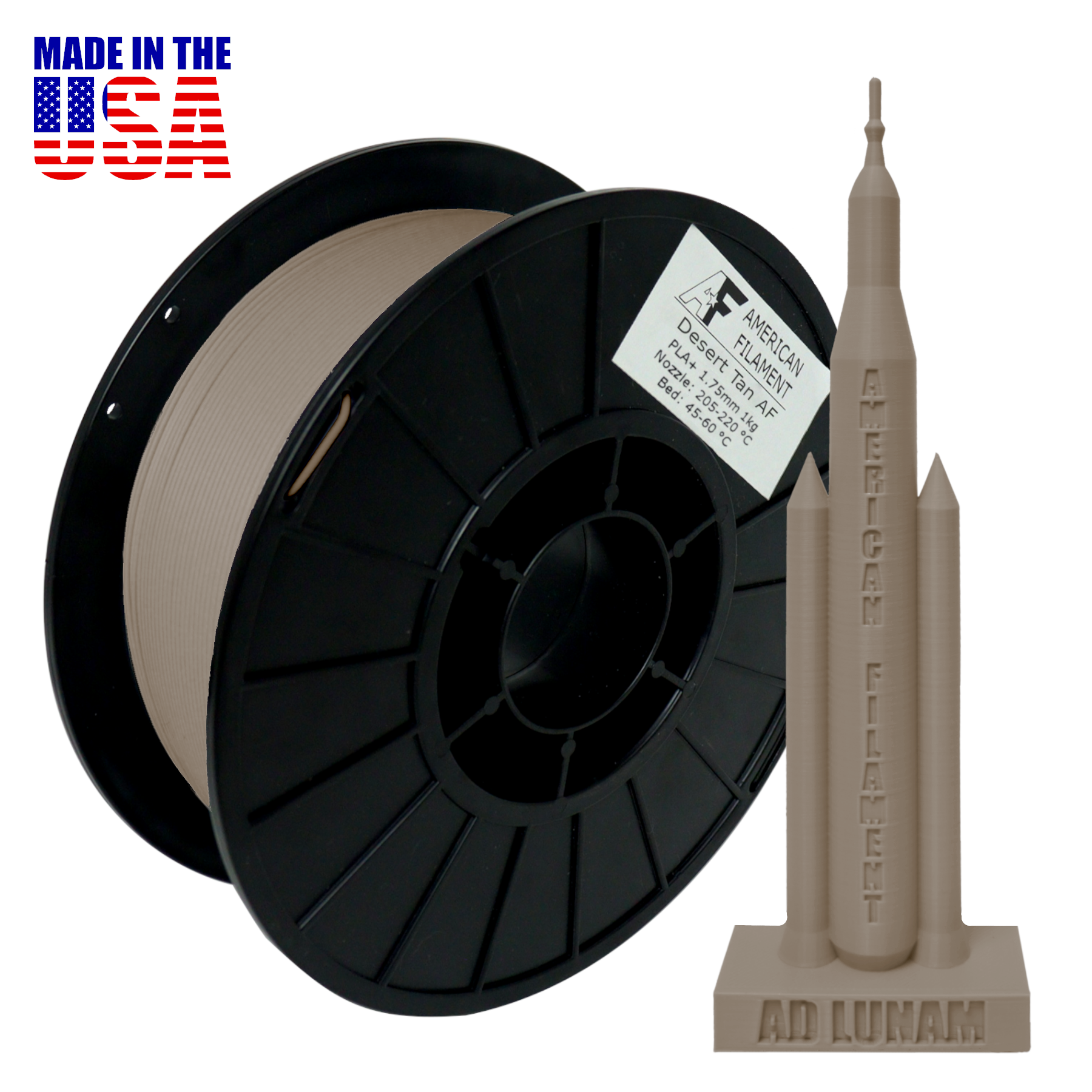Desert Tan AF PLA+ 3D Printer Filament, 1.75 mm Diameter